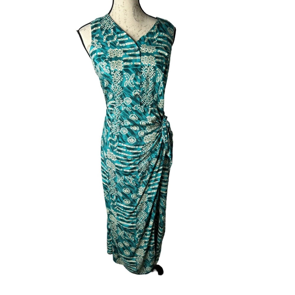 Alix Taylor New York VTG Aqua Open Cinched Side Maxi‎ Dress Sleeveless Dress 6